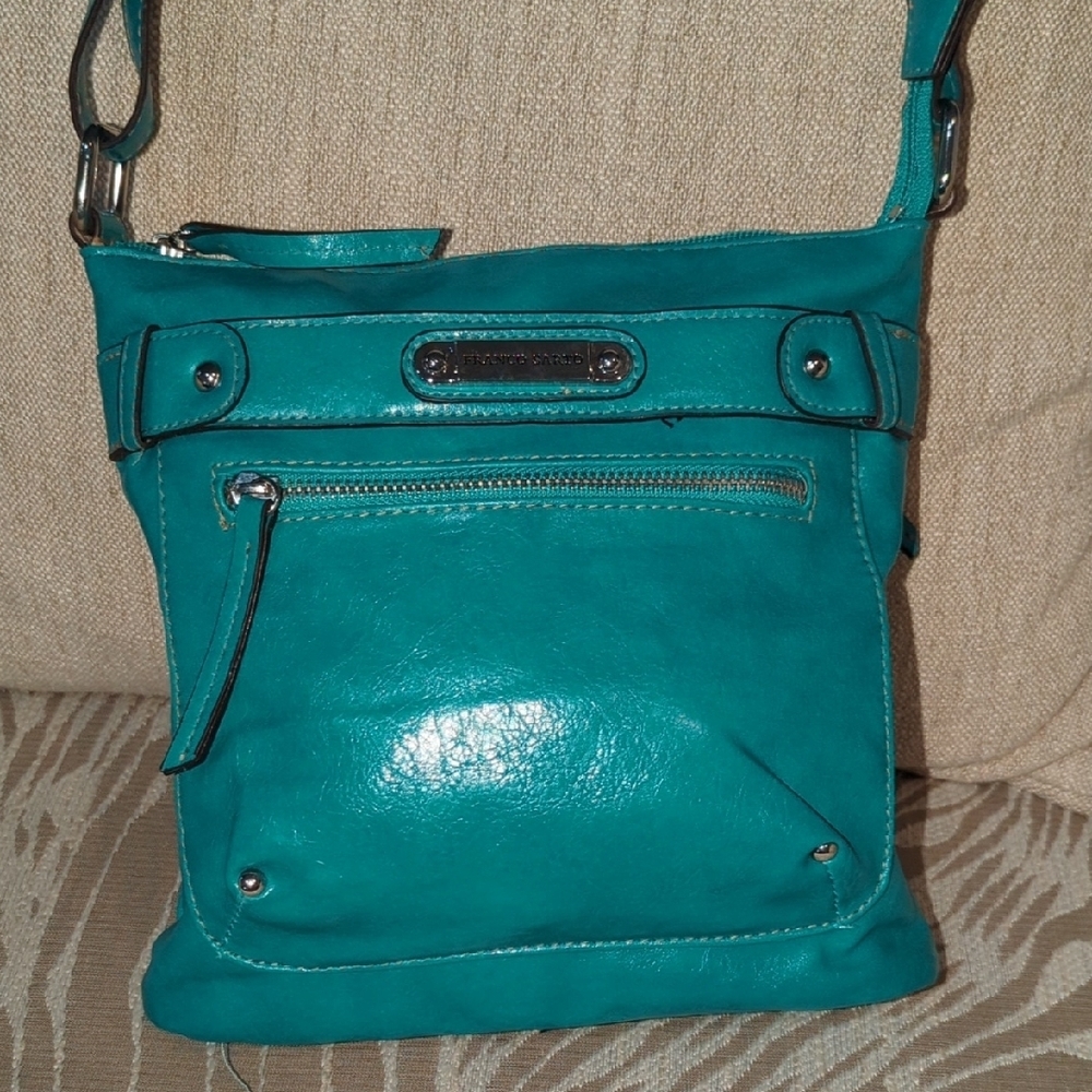 Franco Sarto Teal Leather Crossbody Bag